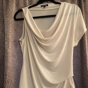 Express Cream One Sleeve Cowl Top